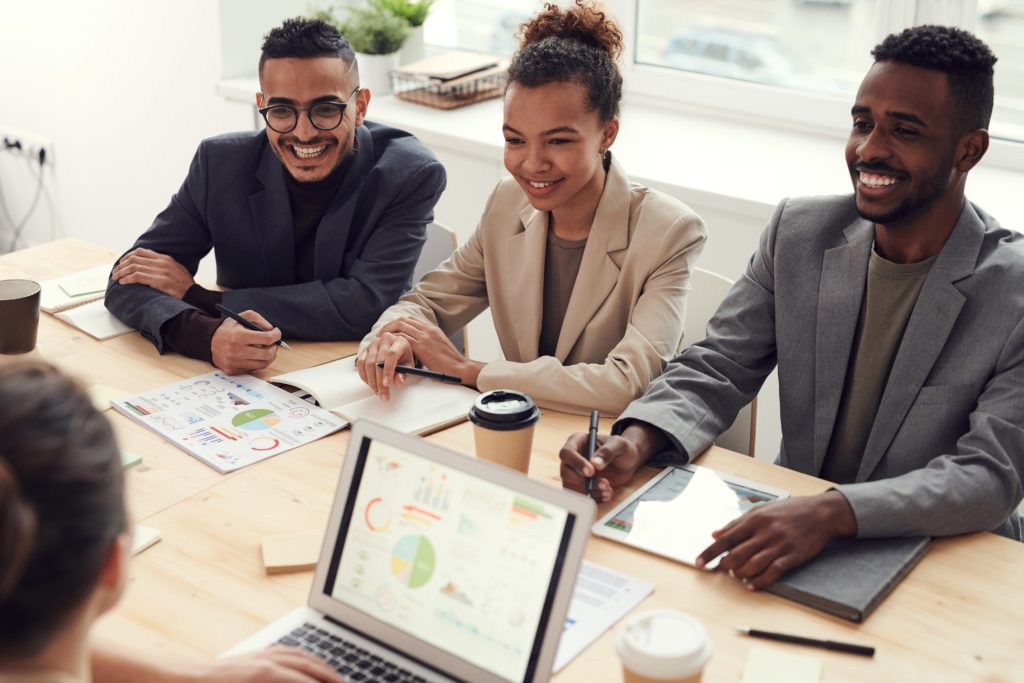 Office group of people working at desk